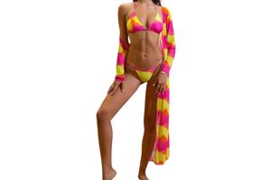 3 delig Bikini set roze geel XXL