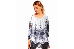 Mooi shirt / blouse, wit/blauw, 1 maat 36,38,40 (nieuw)