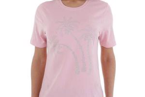 T-shirt strak getailleerd roze glitter palmbomen 46