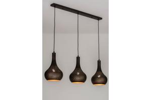 Industriële hanglamp met drie kappen van metaal