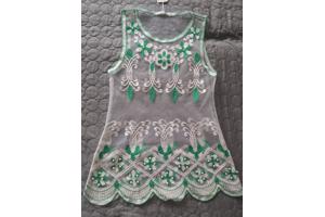 Whoa doorschijnende ibiza top met parels groen S/M