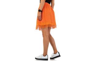 Drole de Copine rok gaatjes patroon oranje M/L 38/40