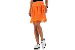 Drole de Copine rok gaatjes patroon oranje M/L 38/40