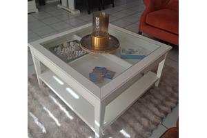 Salontafel wit met glasplaat