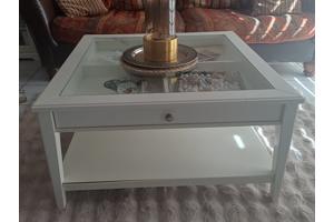 Salontafel wit met glasplaat