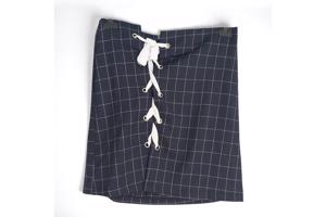 Rok geruit marineblauw met veters M