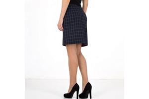 Rok geruit marineblauw met veters M