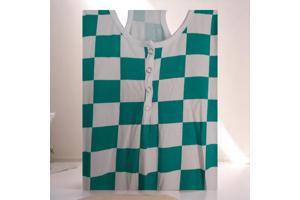 Playsuit groen wit geblokt S
