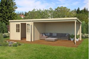 Blokhut met overkapping St. Louis 681x292 Onbehandeld vuren