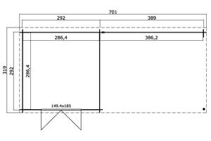 Blokhut met overkapping St. Louis 681x292 Onbehandeld vuren