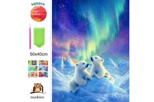 nr 18 Diamond Painting ijsberen 50x40cm (vierkant)