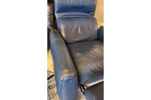 Echt lederen fauteuil van Montel donkerblauw