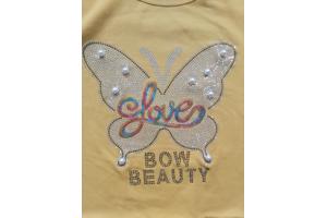 Seagull longsleeve t-shirt okergeel vlinder glitter 158/164