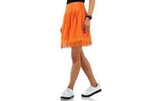 Drole de Copine rok gaatjes patroon oranje S/M 36/38