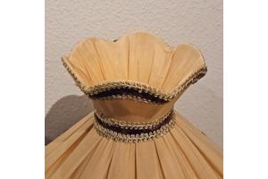 Vintage Tafellamp - Albast & Messing Voet - Geplooide Kap