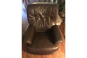 Leren bruine stoel/fauteuil