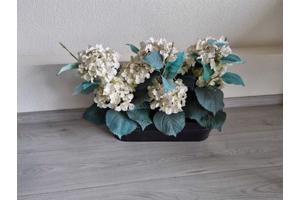 2x plantenbak met kunst hortensia's hydrangea