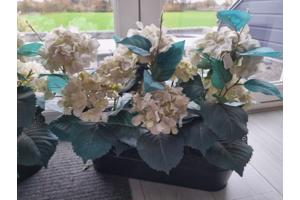 2x plantenbak met kunst hortensia's hydrangea