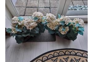 2x plantenbak met kunst hortensia's hydrangea