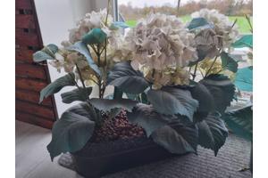 2x plantenbak met kunst hortensia's hydrangea