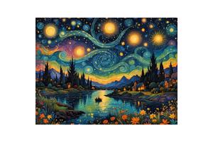 nr 107 Diamond Painting fantasie landschap 50x40cm (rond)