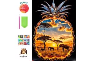 nr 47 Diamond painting Olifanten ananas 50x40cm (vierkant)