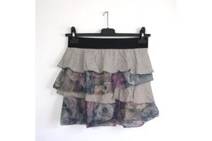 Mini rok met laagjes van kant grijs L/XL