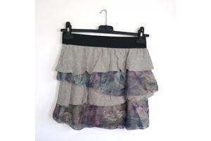 Mini rok met laagjes van kant grijs L/XL