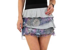 Mini rok met laagjes van kant grijs L/XL