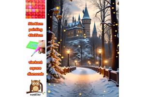 50x40cm Diamond Painting winter kasteel (vierkant) nr 55