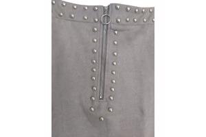 Emmash Paris suede zachte rok grijs met zilveren studs L