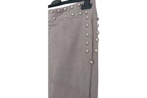 Emmash Paris suede zachte rok grijs met zilveren studs L