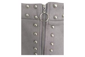 Emmash Paris suede zachte rok grijs met zilveren studs L