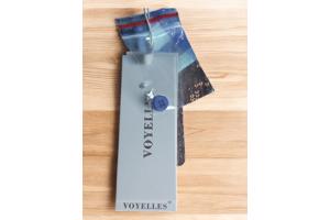 Voyelles geruite blouse glitter blauw L