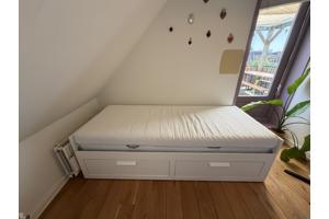 IKEA BRIMNES Bedbank met 2 lades & 2 matrassen (160x200 cm)
