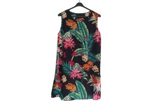 Luchtige zomerjurk zwart groen oranje rood L