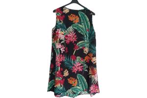 Luchtige zomerjurk zwart groen oranje rood L