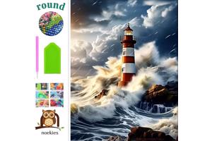 nr 74 Diamond Painting robuust strand zee 50x40cm (rond)