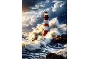 nr 74 Diamond Painting robuust strand zee 50x40cm (rond)