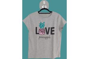 Glo-story t-shirt grijs love pineapple S