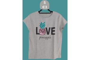 Glo-story t-shirt grijs love pineapple S