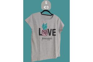 Glo-story t-shirt grijs love pineapple S