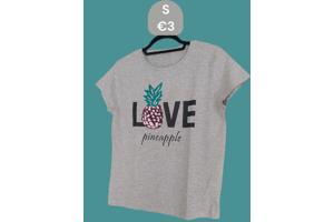 Glo-story t-shirt grijs love pineapple S