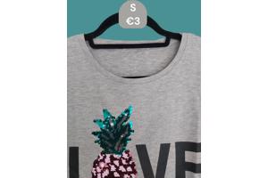 Glo-story t-shirt grijs love pineapple S