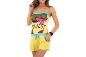 Playsuit offshoulder glitter geel XL