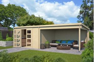 Blokhut met overkapping Olenka 710x330 Onbehandeld vuren