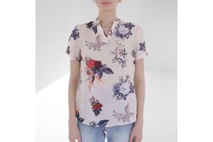 Metrofive bloemen shirt vhals lichtroze XL/42