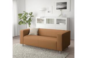 Oranje nep-lederen 2 zits-bank (Ikea Klippan)