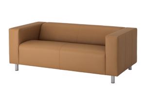 Oranje nep-lederen 2 zits-bank (Ikea Klippan)