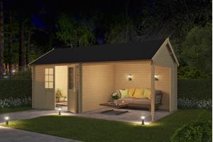 Blokhut met overkapping Fraya 575x275 Onbehandeld vuren